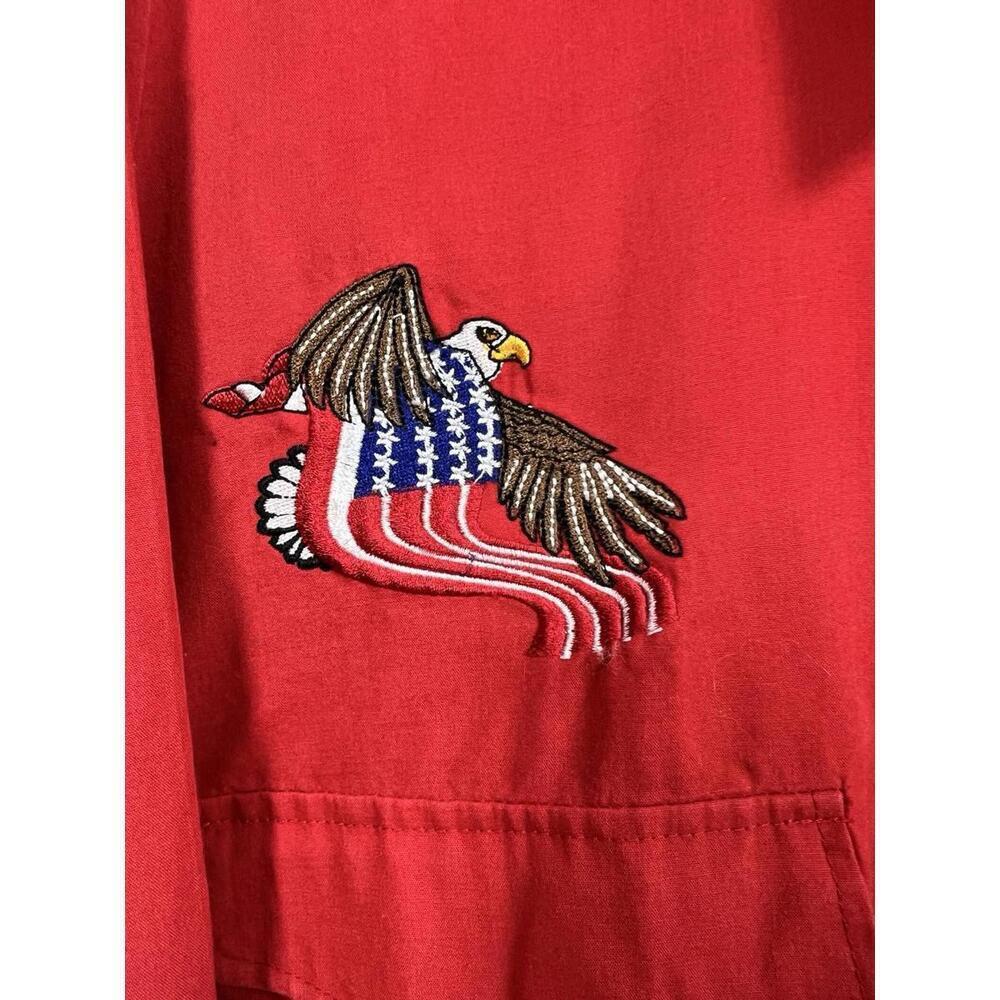 Vintage Round Em Western Gear Shirt Sz L Snap Up Embroidered Eagle Red - Picture 3 of 9